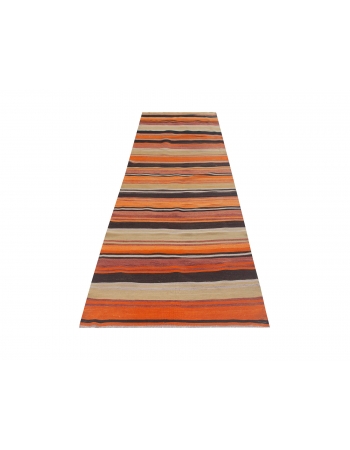 Vintage Orange Turkish Kilim Runner - 2`11