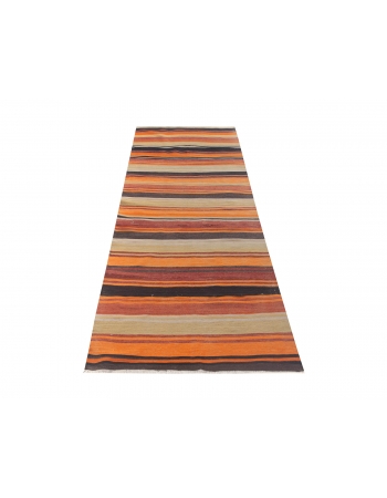 Striped Vintage Turkish Kilim Runner - 3`0