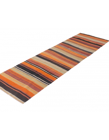 Striped Vintage Turkish Kilim Runner - 3`0