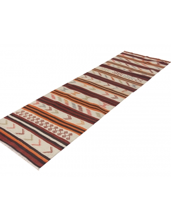 Vintage Turkish Kilim Runner Rug - 3`1