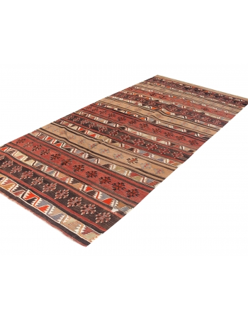 Vintage Turkish Konya Kilim Rug - 5`7