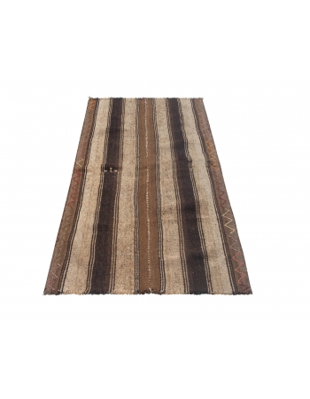 Natural Brown Vintage Kilim Rug - 3`0