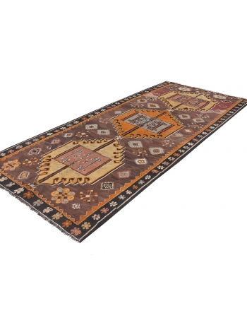 Vintage Decorative Turkish Kilim Rug - 5`1