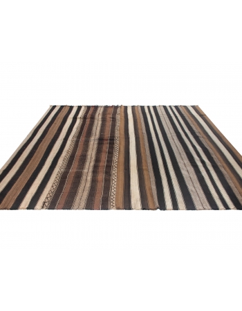 Brown Vintage Striped Kilim Rug - 10`0