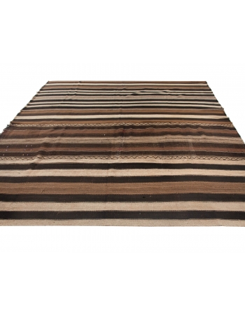 Brown Vintage Striped Kilim Rug - 10`0