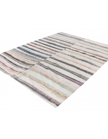 Decorative Striped Vintage Rag Rug - 7`3