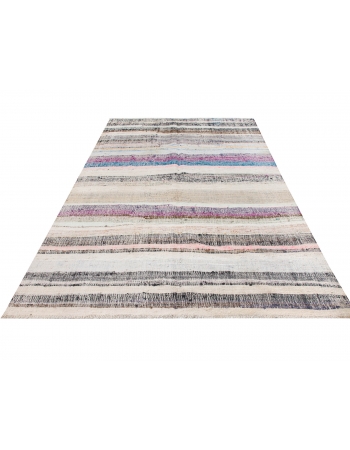 Vintage Turkish Striped Rag Rug - 6`0