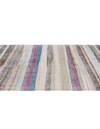 Vintage Turkish Striped Rag Rug - 6`0