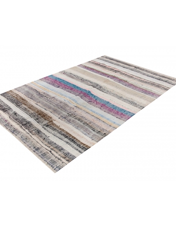 Vintage Turkish Striped Rag Rug - 6`0