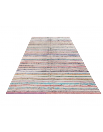 Turkish Vintage Striped Rag Rug - 5`7