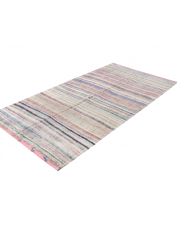 Turkish Vintage Striped Rag Rug - 5`7