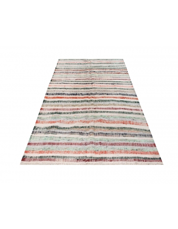 Vintage Striped Turkish Rag Rug - 4`11