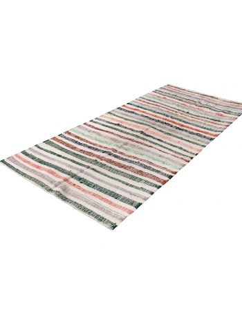 Vintage Striped Turkish Rag Rug - 4`11