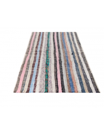 Striped Turkish Vintage Rag Rug - 4`0