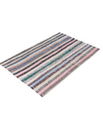 Striped Turkish Vintage Rag Rug - 4`0