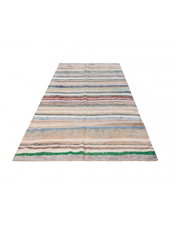 Vintage Striped Turkish Rag Rug - 5`2