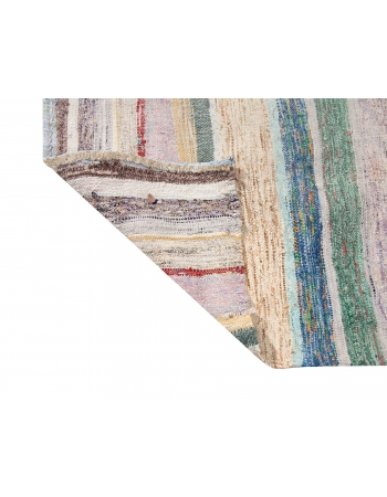 Vintage Striped Turkish Rag Rug - 5`2