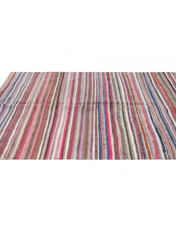 Vintage Striped Turkish Rag Rug - 5`5