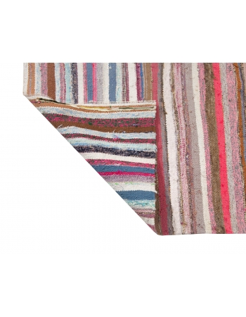 Vintage Striped Turkish Rag Rug - 5`5