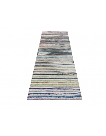 Striped Vintage Turkish Runner Rag Rug - 2`7