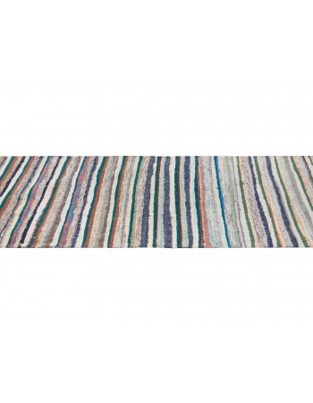 Striped Vintage Turkish Runner Rag Rug - 2`7