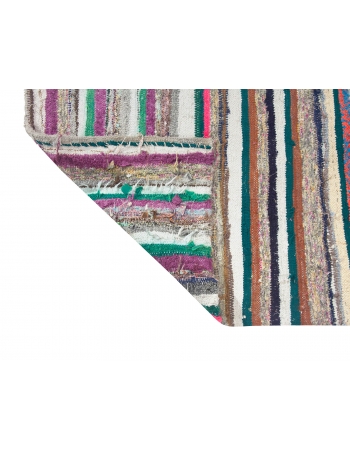 Striped Vintage Turkish Runner Rag Rug - 2`7