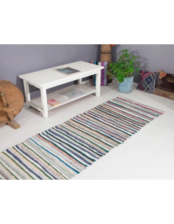 Striped Vintage Turkish Runner Rag Rug - 2`7