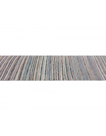 Vintage Turkish Striped Rag Rug Runner - 2`6