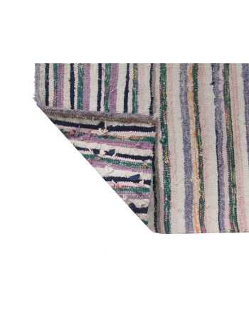 Vintage Turkish Striped Rag Rug Runner - 2`6