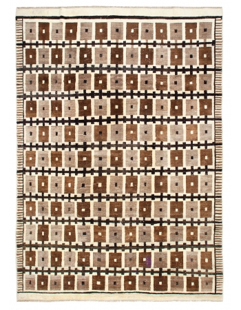 Brown Large Decorative Turkish Wool Rug - 8`8" x 12`0"