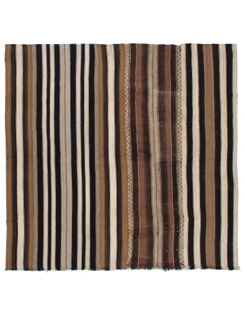 Brown Vintage Striped Kilim Rug - 10`0" x 10`4"