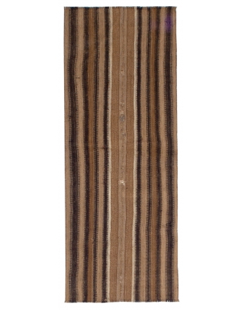 Brown Vintage Striped Kilim Rug - 2`9" x 7`8"