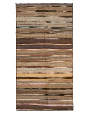 Brown Vintage Turkish Kilim Rug - 6`3