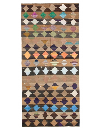 Decorative Vintage Turkish Kilim Rug - 5`1