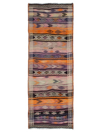 Embroidered Vintage Turkish Kilim Rug - 3`2