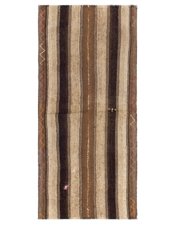 Natural Brown Vintage Kilim Rug - 3`0" x 6`9"