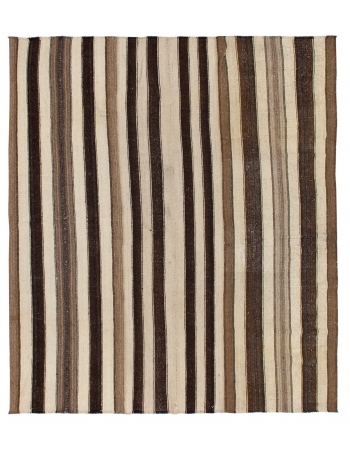 Striped Modern Vintage Kilim Rug - 7`5" x 8`8"