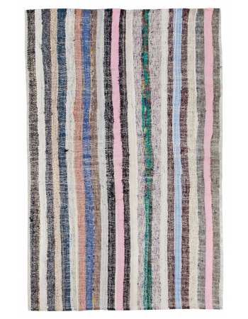 Striped Turkish Vintage Rag Rug - 4`0" x 6`2"