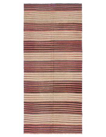Striped Vintage Kilim Rug - 4`11" x 10`10"