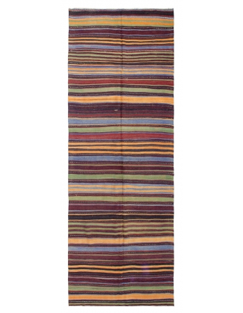 Striped Vintage Turkish Kilim Rug - 4`5