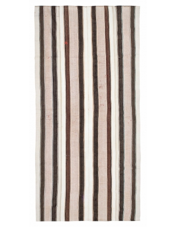 Striped Vintage Turkish Kilim Rug - 5`9" x 12`0"
