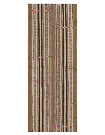 Vintage Brown Natural Kilim Rug - 2`6" x 6`8"
