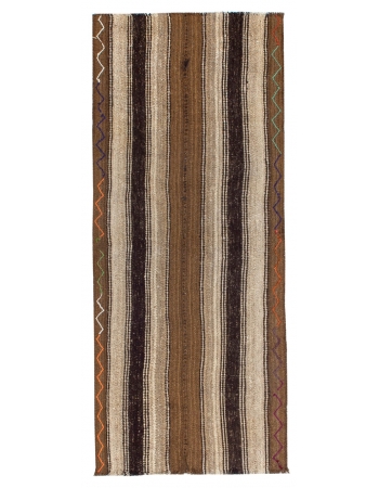 Vintage Brown Turkish Kilim Rug - 2`8" x 6`7"