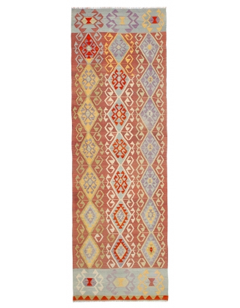 Vintage Decorative Turkish Kilim Runner - 3`10" x 12`0"