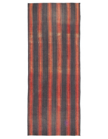 Vintage Turkish Striped Kilim Rug - 3`11" x 10`0"
