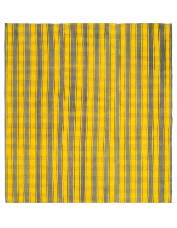 Yellow & Gray Vintage Kilim Rug - 6`7" x 7`1"