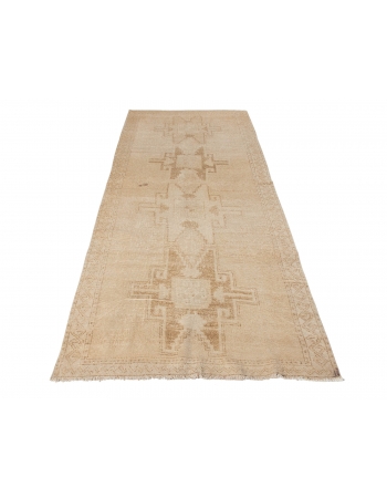 Vintage Washed Out Turkish Runner Rug - 3`11