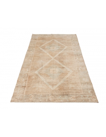 Washed Out Vintage Kars Wool Rug - 4`4