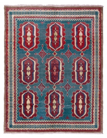 Decorative Unique Vintage Samarkand Rug - 7`10" x 10`2"