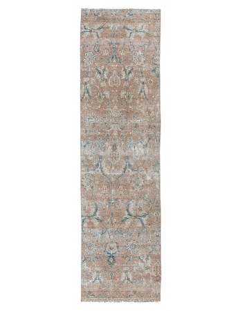 Decorative Wool Vintage Tabriz Runner Rug - 2`9" x 9`11"